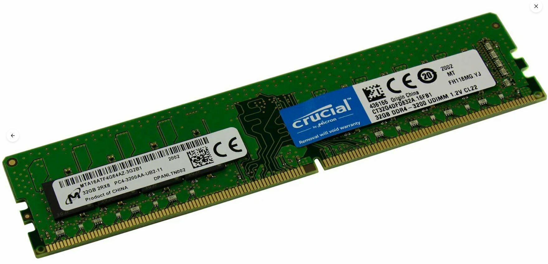 Оперативная память Crucial 32 ГБ DDR4 3200 МГц DIMM CL22 (CT32G4DFD832A)