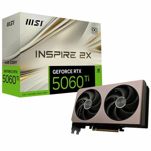 Видеокарта MSI RTX5060Ti INSPIRE 2X OC 16GB GDDR7 128bit 3xDP HDMI 2FAN RTL 63920₽
