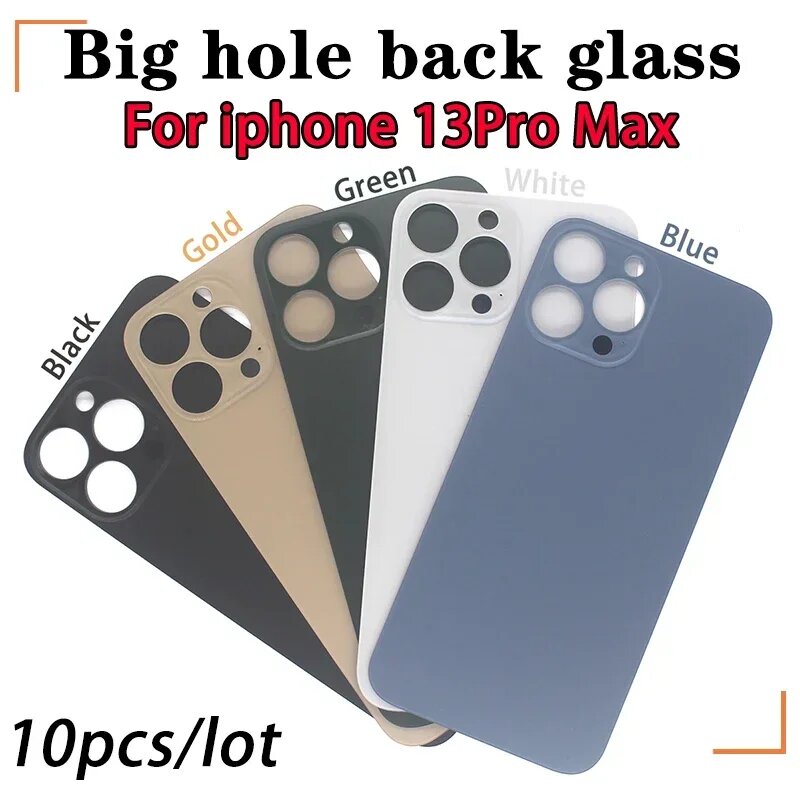 10 шт./лот для iPhone 13 Pro Max Заднее стекло для iPhone 13 mini Крышка аккумулятора Оригинальный цвет Задняя оболочка с большим отверстием Заднее стекло, 10pcs 13PM-Mix colr