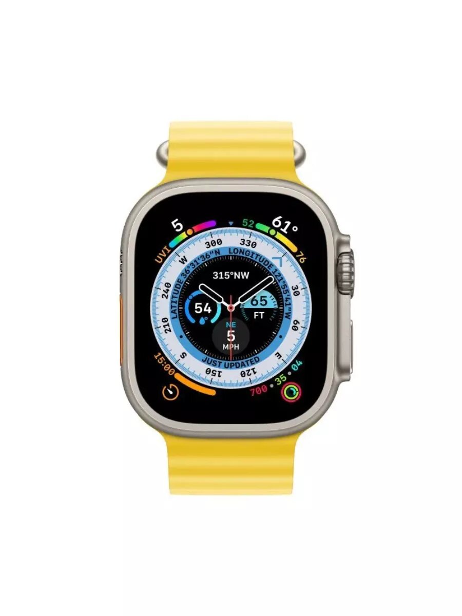 Обзор: Часы Apple Watch 8Ultra GPS + Cellular, 49mm Titanium Case with Yellow ocean Band, Титановый корпус, спортивный ремешок цвета желтый океан 49 мм