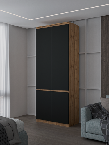 Изображение товара Шкаф распашной Саймон|Корпус ЛДСП Дуб вотан|Фасад ЛДСП Черный