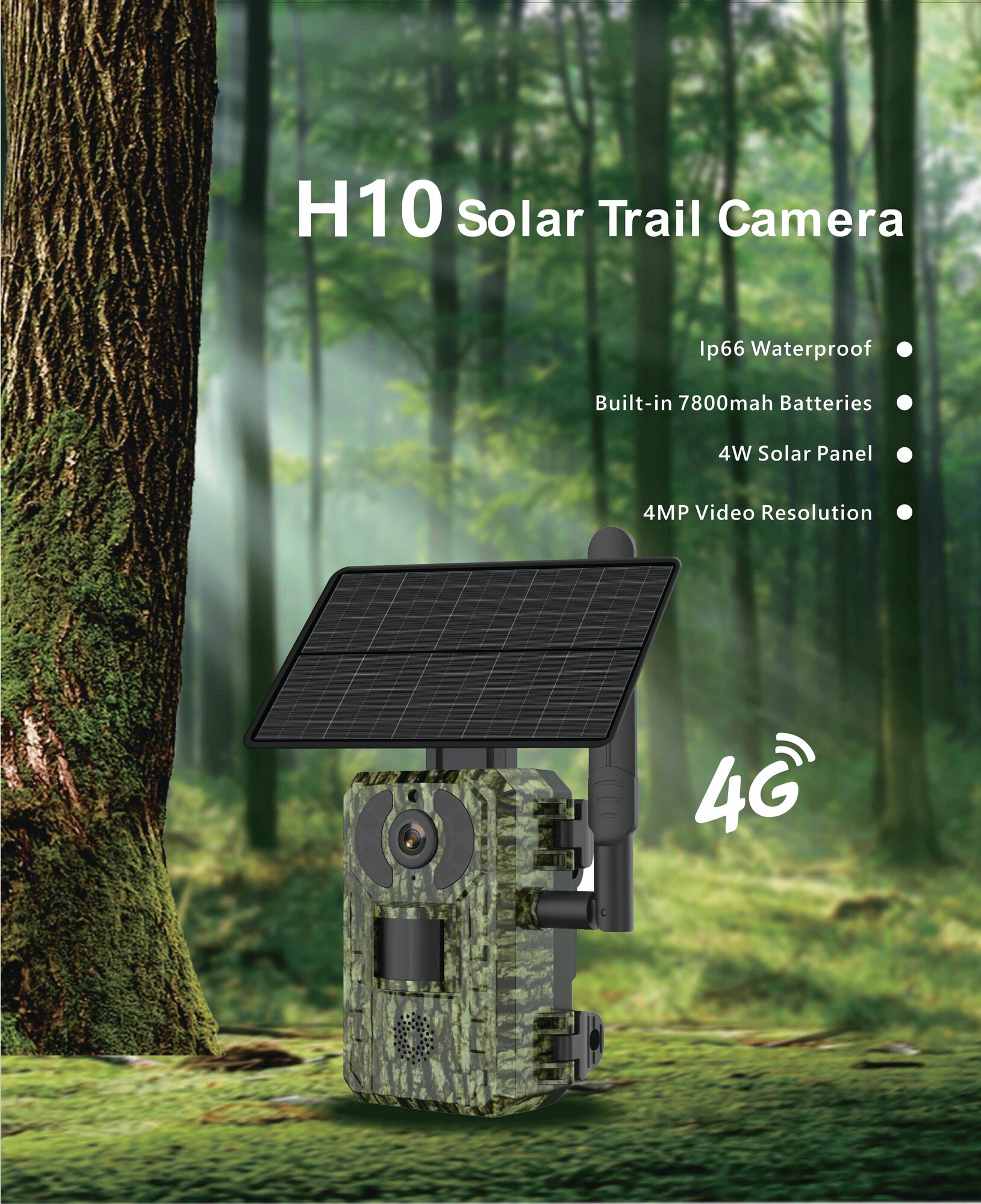 Фотоловушка для охоты с сим картой, охраны дома или дачи, лесная камера, фотоловушка с солнечной батареей,4G Наружный водонепроницаемый