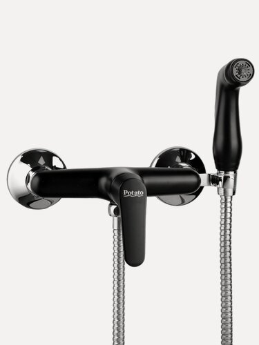 Изображение товара Смеситель для биде узкий с гигиенической лейкой, черный матовый