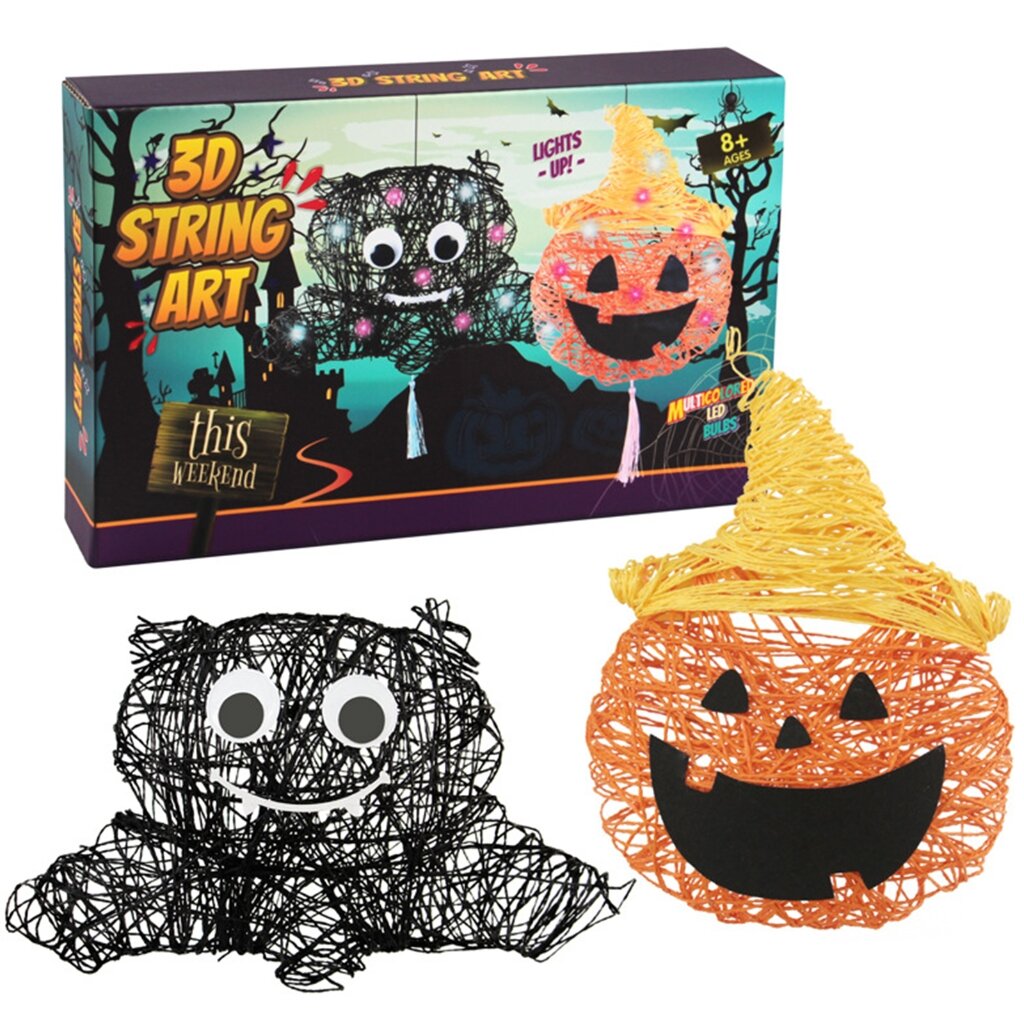 DIY Тыквенный Фонарь Наборы для Рукоделия для Детей Ручной Работы JackOLantern String Art Kits Фестиваль Подвесных Фонарей Вечерние Реквизит