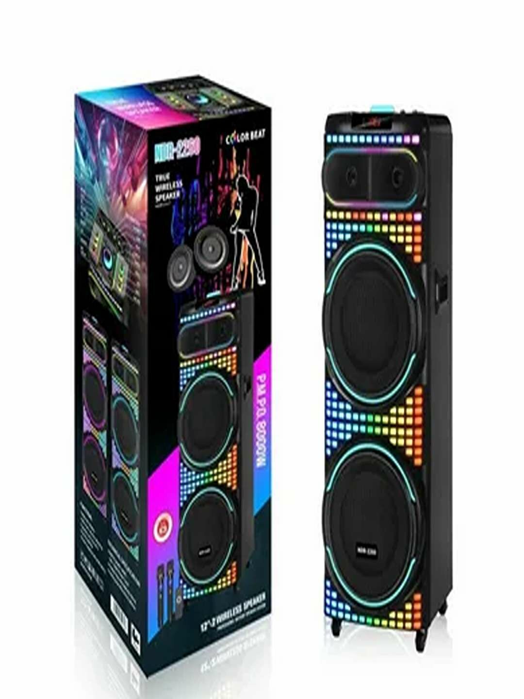NDR-P66 — портативная колонка 8 дюймов / Караоке, RGB-подсветка и функция HandsFree