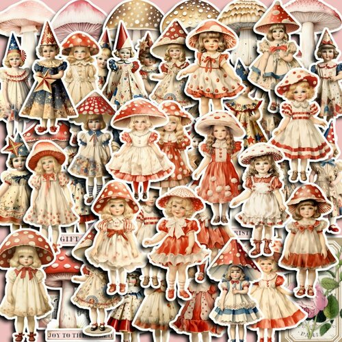 Набор наклеек стикеров Винтаж розовый для Скрапбукинга и творчества/ Voropaeva11