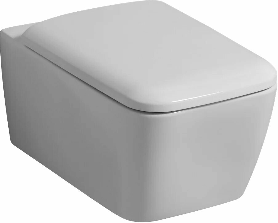 Унитаз подвесной Geberit iCon Square с микролифтом безободковый без бачка фарфоровый белый прямоугольный