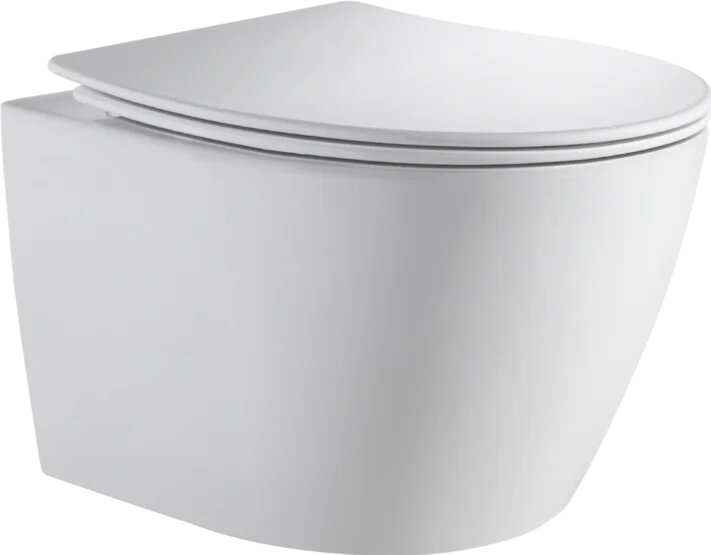 Унитаз подвесной Orange C07 C07-150W с микролифтом безободковый без бачка фарфоровый антивсплеск белый овальный