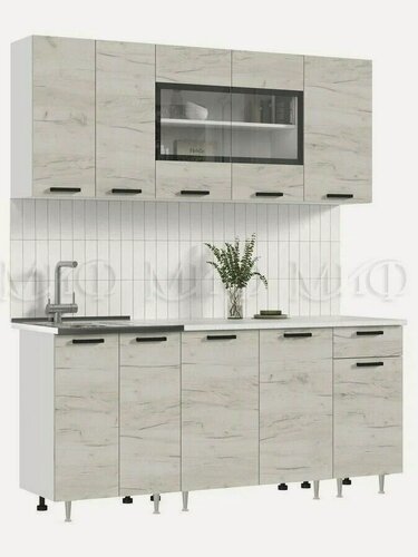 Изображение товара Кухонный гарнитур 1,8м Рио NEW дуб крафт белый, белый со столешницей, МИФ