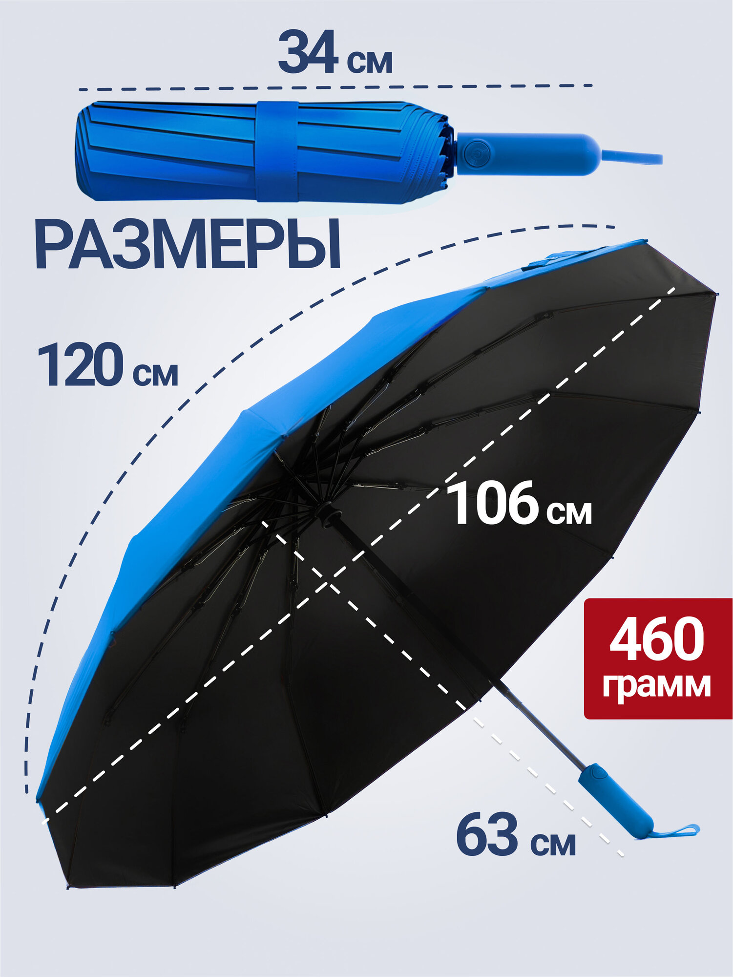 Смарт-зонт RAINDROPS, light blue — фото 1