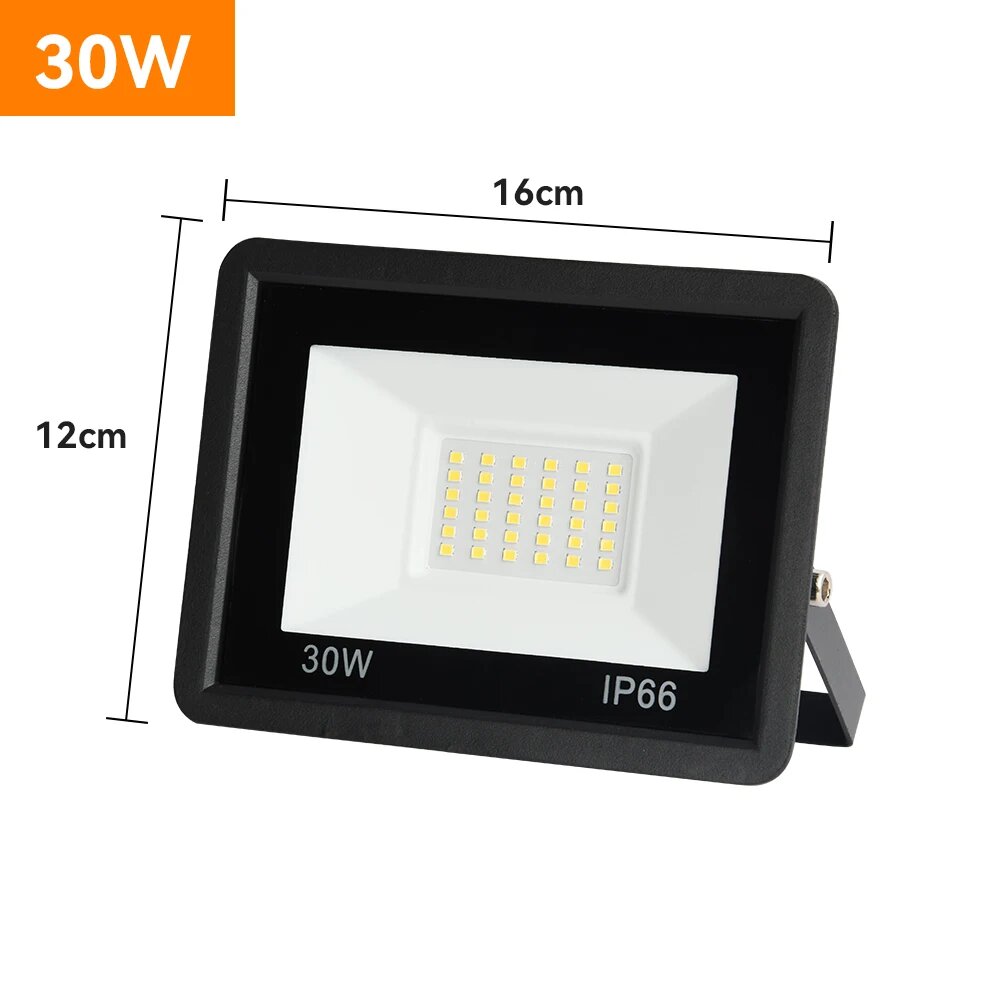 LED прожектор 30W черный, теплый белый свет, IP66