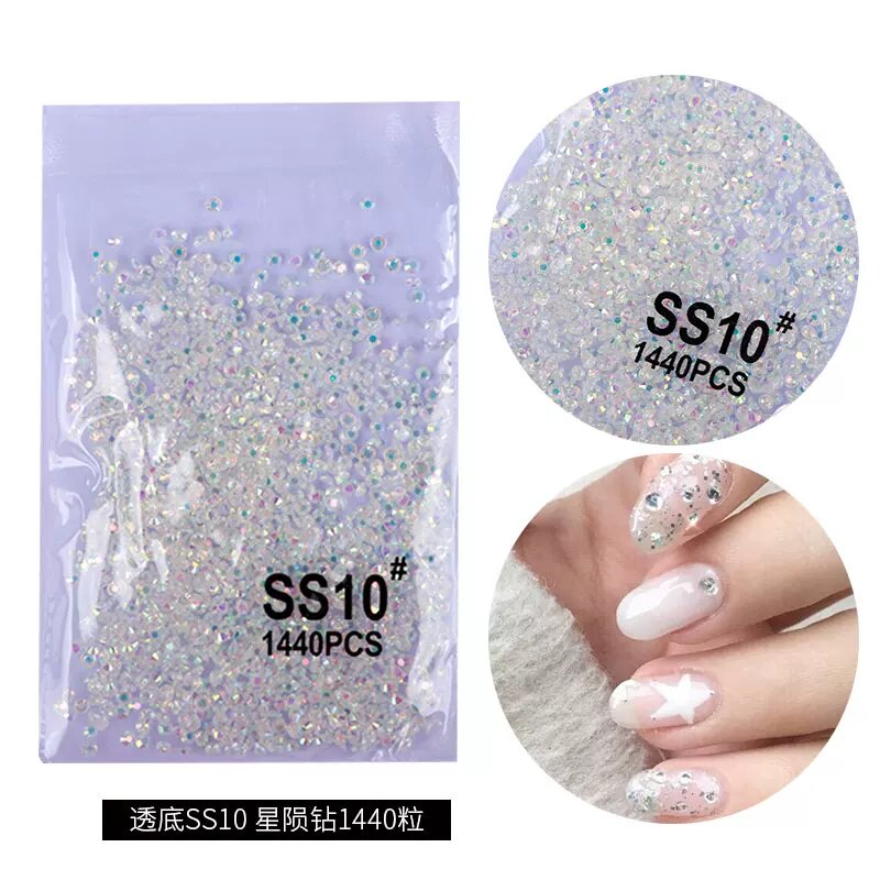 Starfall Diamond Nail Art 1440 Штук 2.8 мм Диаметр Серебряный Цвет SS10