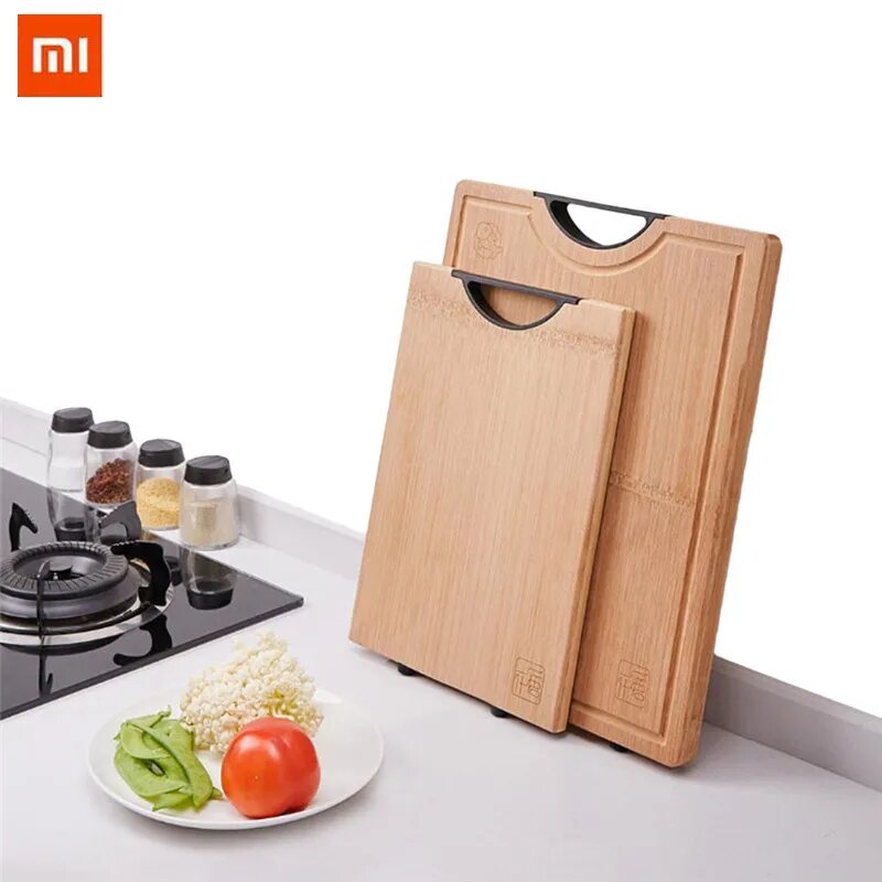 Картинки Xiaomi Yiwuyishi бамбуковая разделочная доска для кухни, толстая разделочная доска для овощей, инструменты для мяса, кухонные аксессуары, разделочная доска S, L