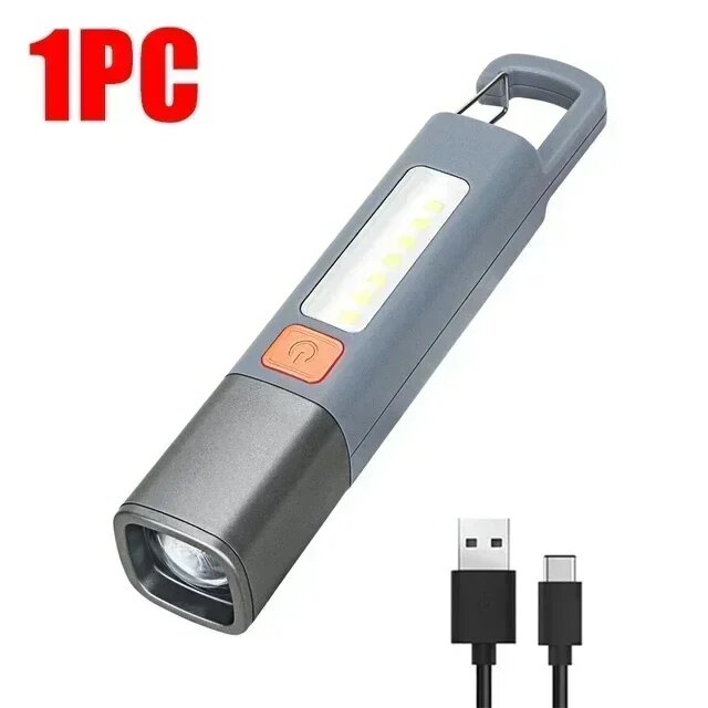 Портативный фонарик XIWANGFIRE XPE COB с крючком, 1PC, Серый
