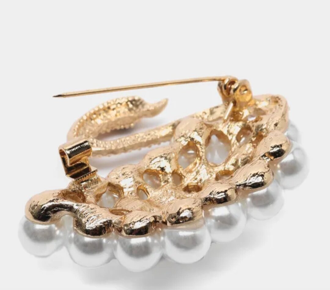 Брошь, перламутр, черный — фото 1