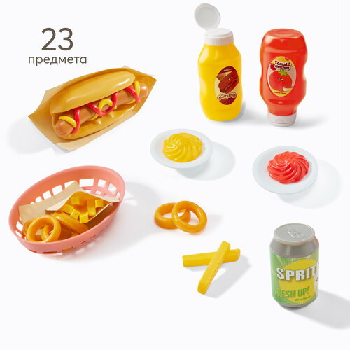 331959 Игрушечный набор продуктов Happy Baby HOTDOG PARTY хотдог пати хот-дог картошка фри кетчуп горчица лук 2272₽
