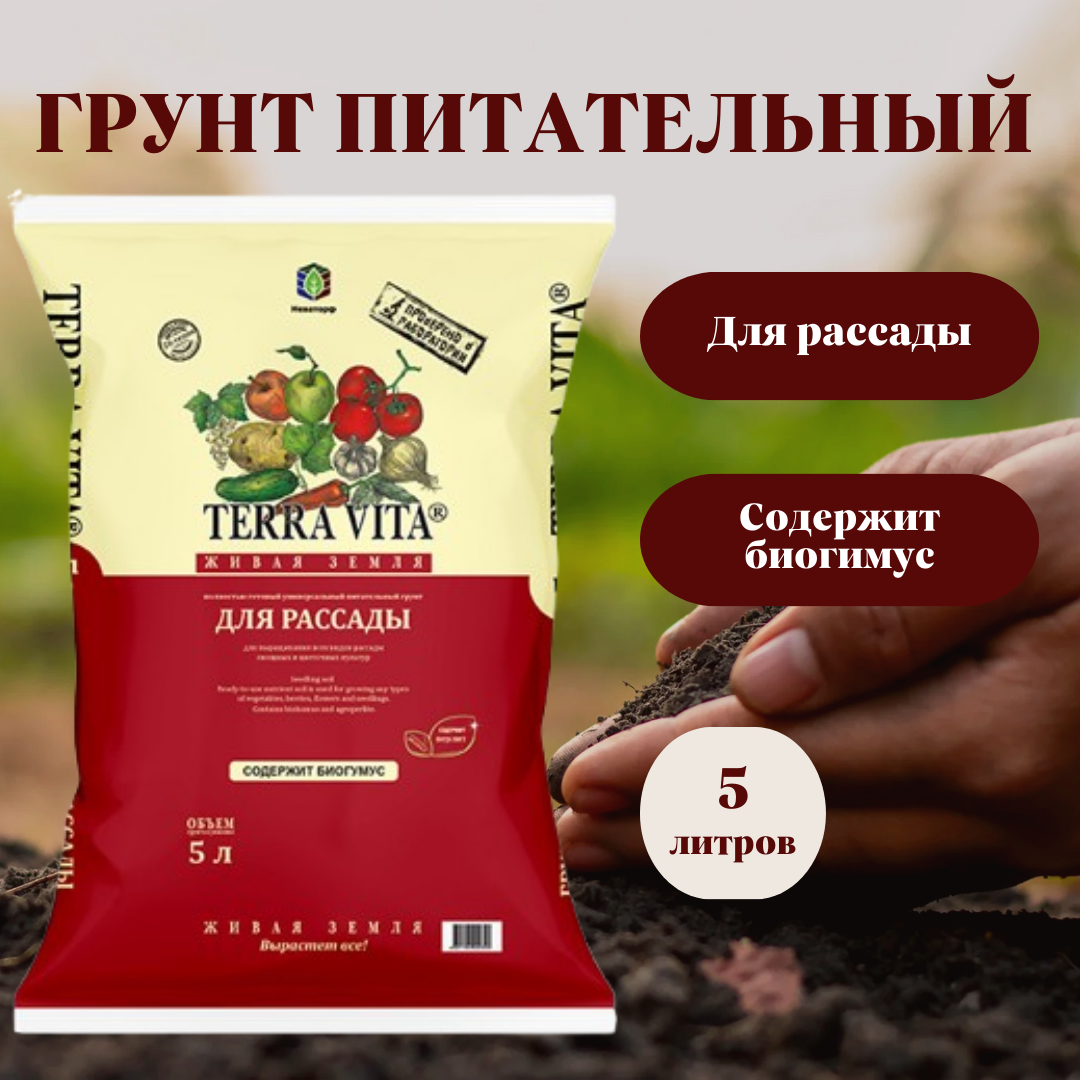 Грунт для рассады Terra Vita Живая земля, торф 5 л