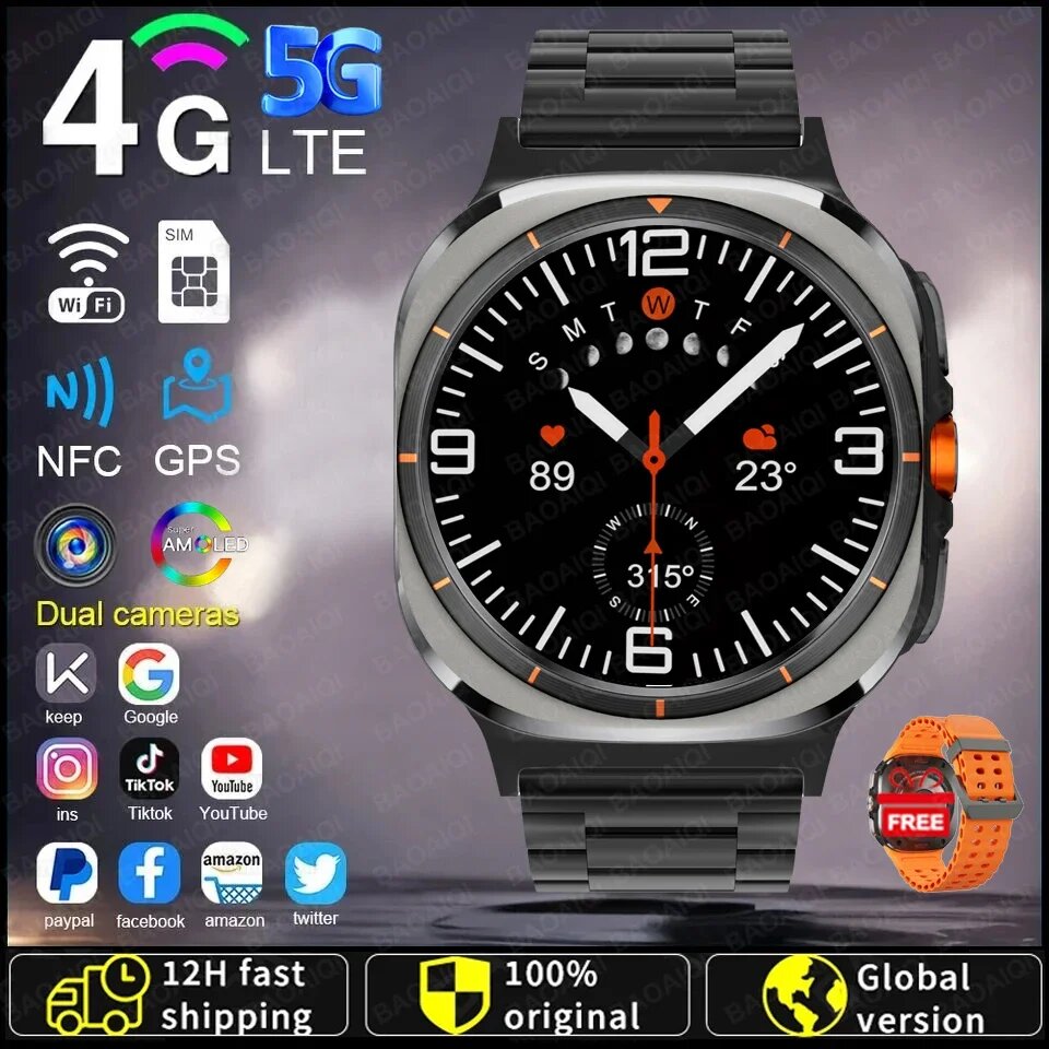 Умные часы NoEnName_Null, Steel black B, 3G 32G
