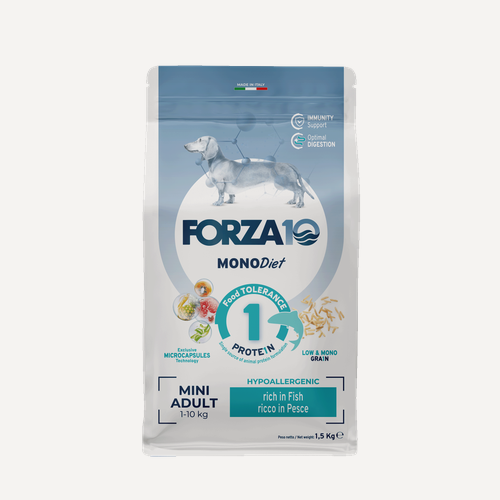 Изображение товара Корм сухой Forza10 "Diet" для взрослых собак мелких пород, с морской рыбой с микрокапсулами, 1,5 кг
