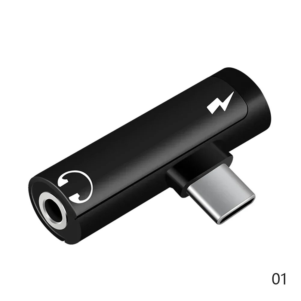 1 шт. USB-адаптер для наушников и зарядного устройства 30 Вт типа C до 3,5 мм, разветвитель быстрой зарядки с разъемом Aux Audio для Huawei Xiaomi, Black