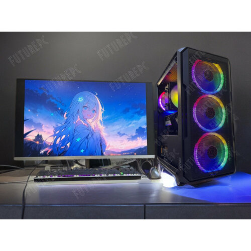 Игровой ПК Black Intel I7 RX580 8gb 16 ГБ RAM SSD Монитор 24 дюйма 79689₽