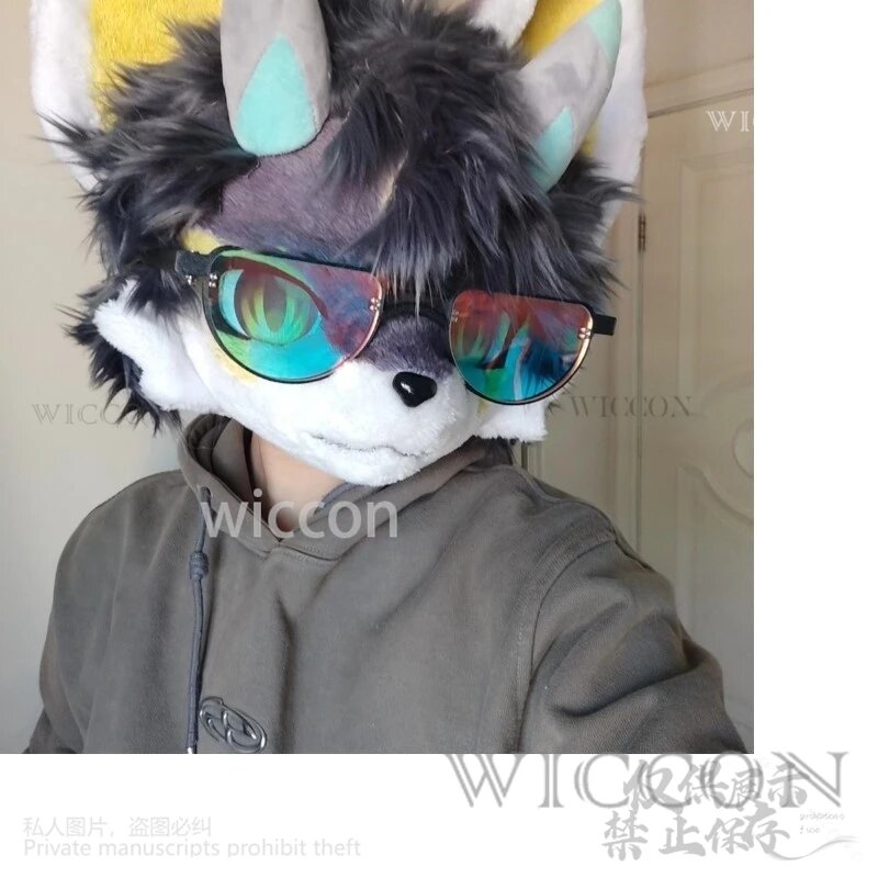 Animal Glasses Fursuit Accessories Kigurumi Mask Furry Costume Фурри Костюм Head Base Kig Fursuit Suit Halloween Kemono Head Cat, Glasses 5, Один размер, Унисекс