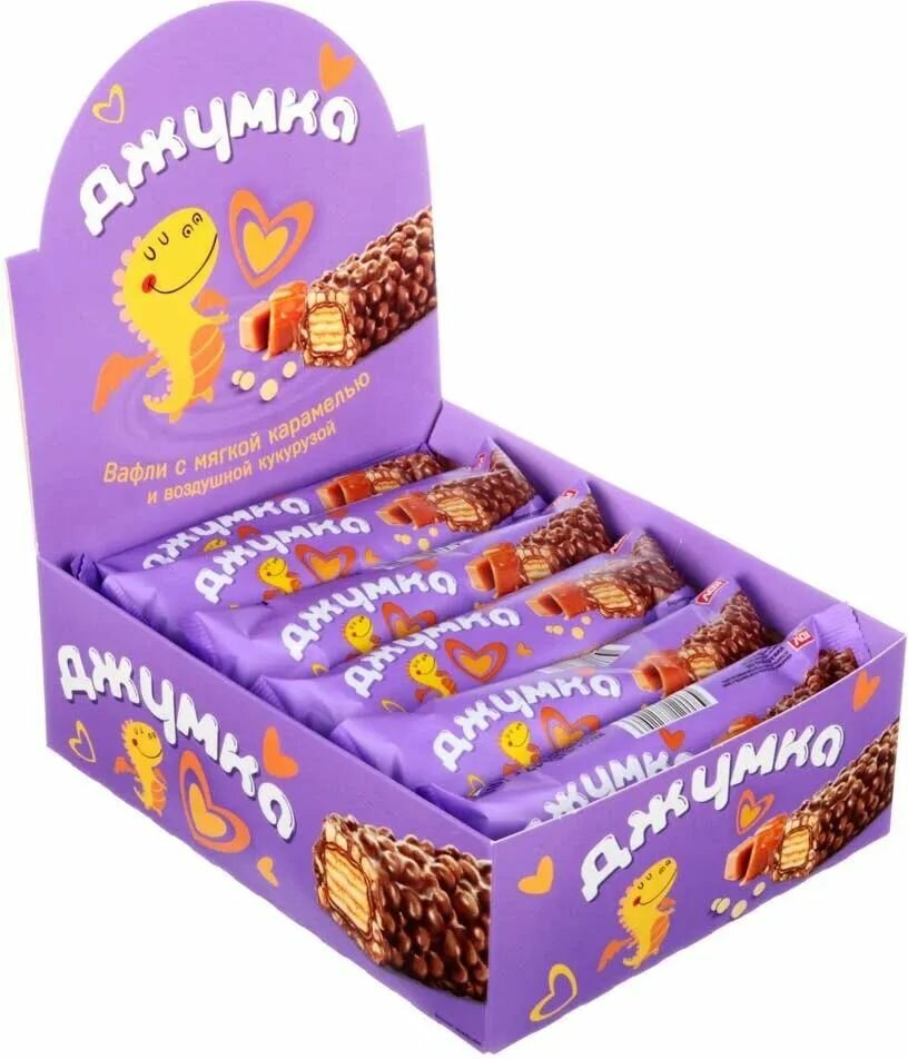 Вафли батончик Джумка мягкая карамель и воздушная кукуруза, 37 гр (упаковка 15 шт.)