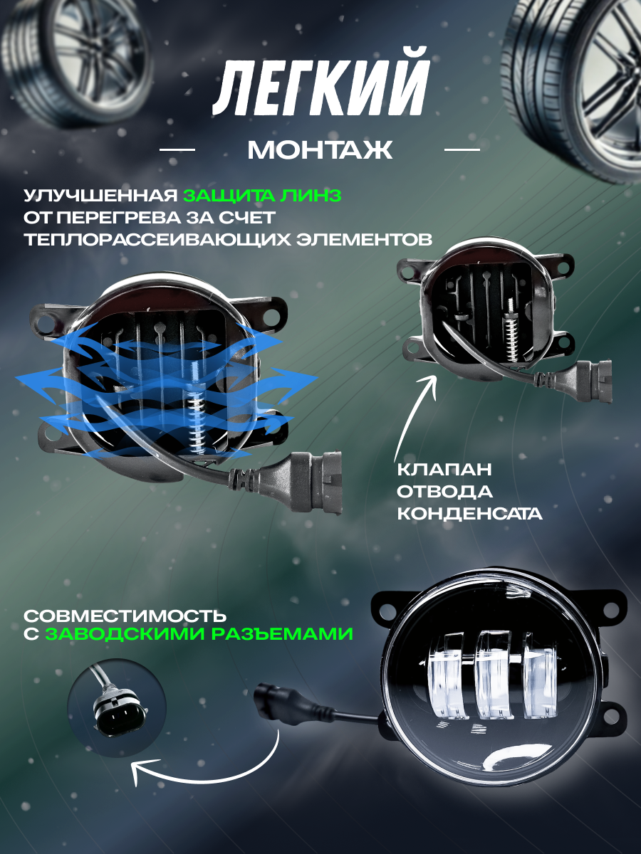 Противотуманные Фары для Рено Дастер / Меган / Логан, туманки Нива Тревел / Урбан, противотуманки Лада веста / гранта — фото 1
