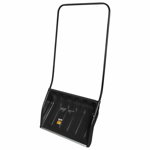 Лопата снеговая скркпер 70х47 см пластиковый черный, алюминиевая планка, рукоятка 110 см, грандмастер, 700342