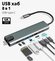 USB-концентратор HUB 8в1 Type C, серый, 8 разъемов HDMI LAN USB Card reader