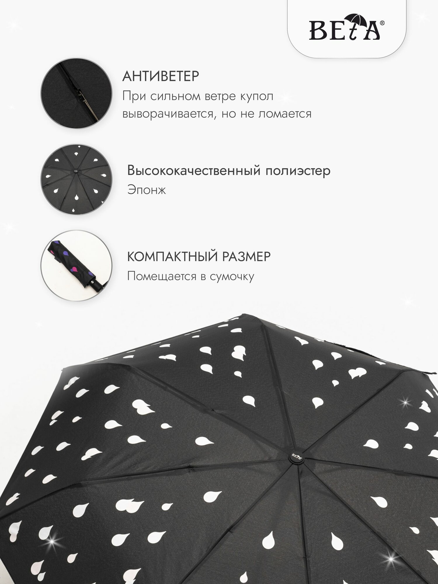 Зонт GALAXY OF UMBRELLAS, черный — фото 1