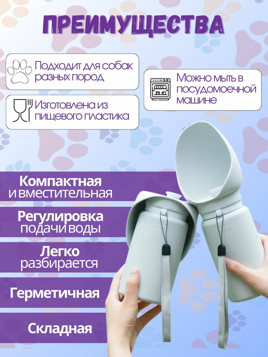 Картинки Поилка для собак и кошек дорожная, прогулочная. Для всех животных, для домашних животных.550ml