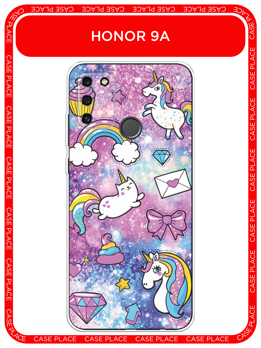 Силиконовый чехол на Honor 9A / Хонор 9А с принтом Rainbow doodles