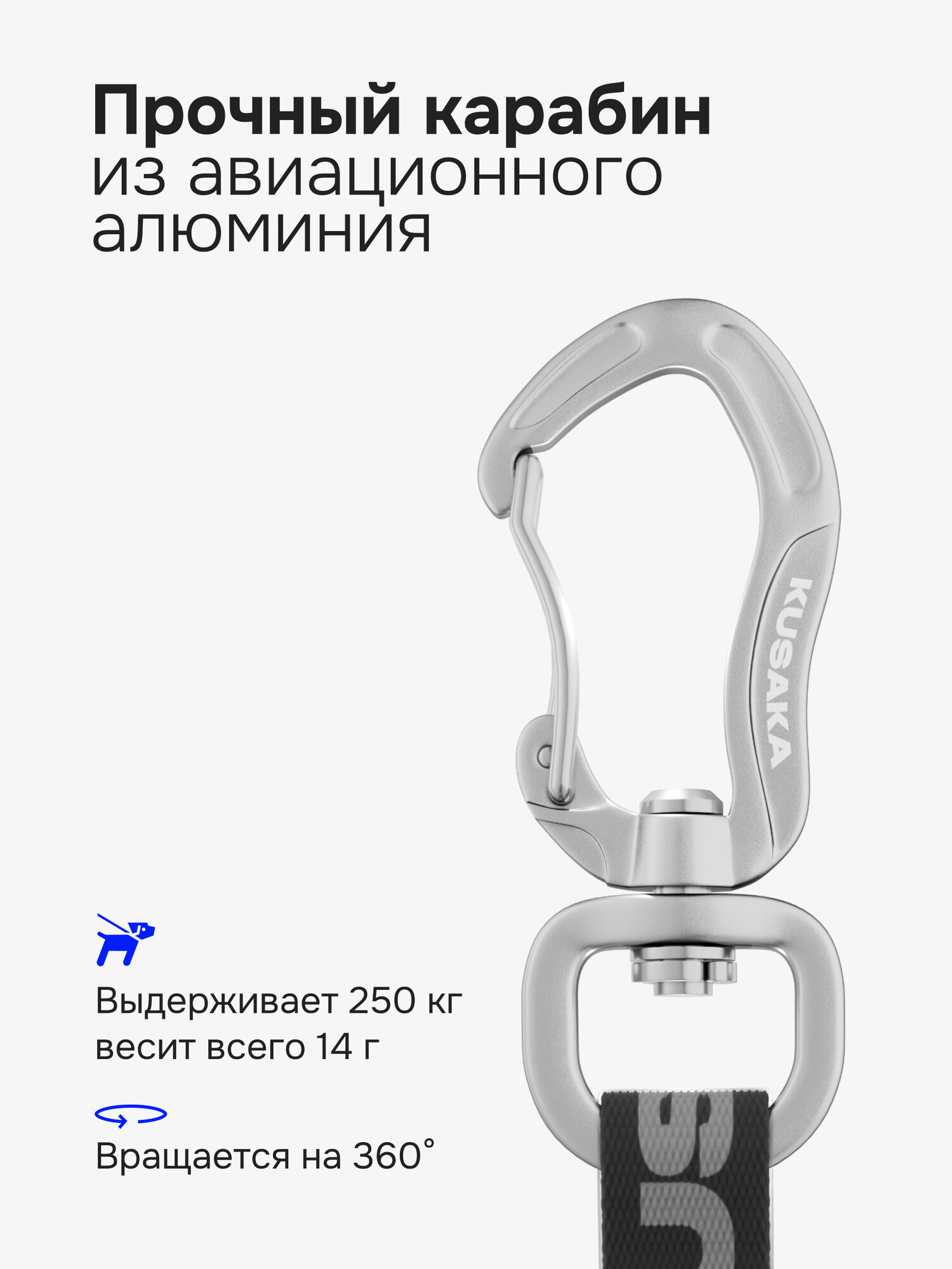 Поводок биотановый для мелких и средних пород KUSAKA 5м черный — фото 1