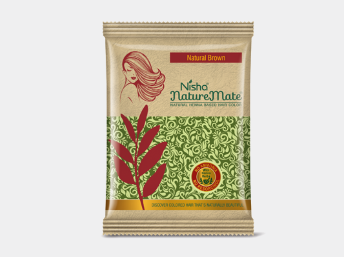 Nisha Nature Mate NATURAL BROWN Natural Henna Based Hair Color (Натуральная краска для волос на основе хны натуральный коричневый, Ниша), 15 г.