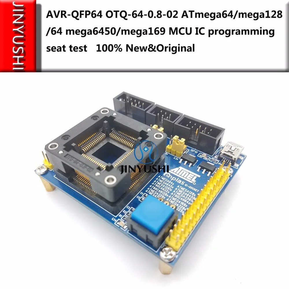 ATMEL AVR-QFP64 ATmega64/mega128/64 mega6450/mega169 MCU IC программируемая тестовая розетка для сиденья, стенд для тестирования