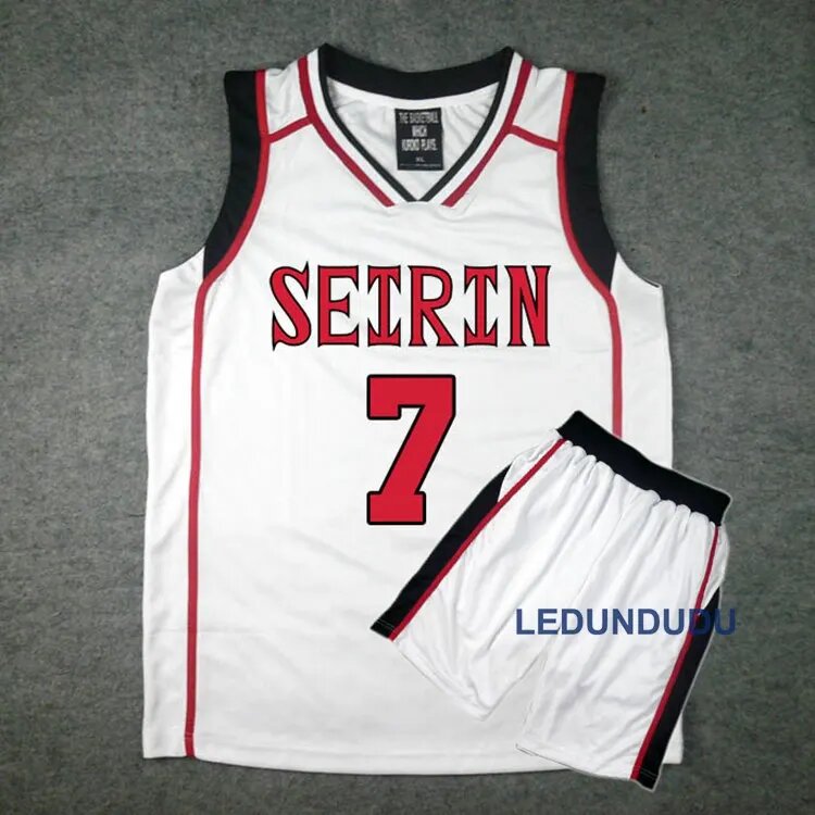 Костюм для косплея аниме SEIRIN, школьная баскетбольная майка, спортивная одежда, мужская форма, летняя футболка, шорты, Белый № 4 7 10 11, L, Basuke, Мужской