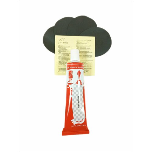 Набор для ремонта надувных матрасов Серо-черный овал 5х6см, 4 латки и клей