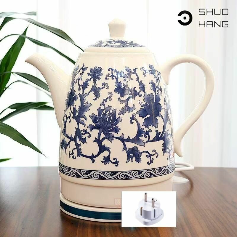 Электрический чайник емкостью 1,8 литра из голубого и белого фарфора SHUOHANG
