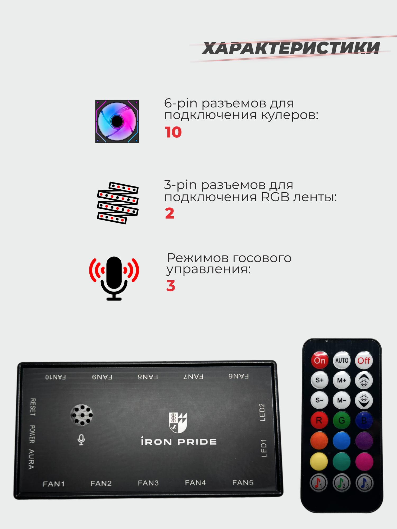 Контроллер для вентиляторов ARGB Iron Pride COOL BLADE, 6-pin, до 10 вентиляторов — фото 1