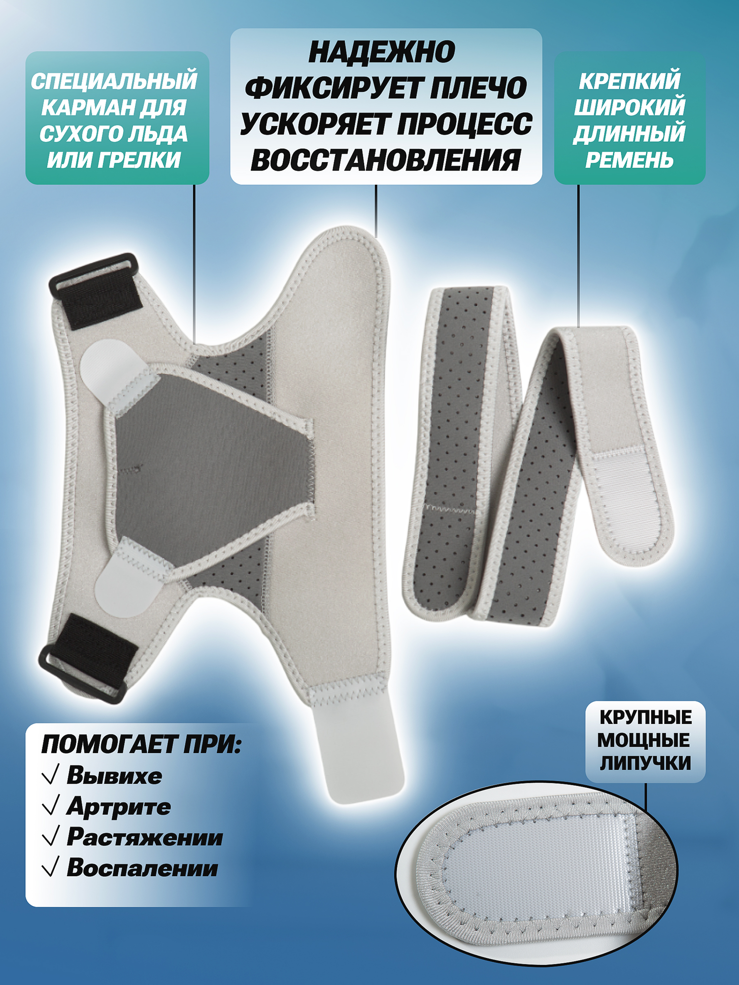 Бандаж Фиксатор ортопедический плечевого сустава предплечья, спортивный. Бандаж на плечо и руку фиксирующий мужской/женский универсальный. Суппорт плеча.