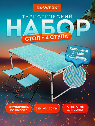 Изображение товара Комплект складной мебели (стол и 4 стула), туристический, садовый, Стандарт, Daswerk (Дасверк), 680045