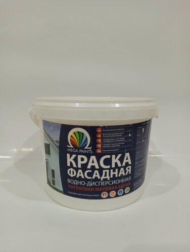 Изображение товара Краска фасадная 3кг белая. Краска легко наносится на поверхность и быстро сохнет.