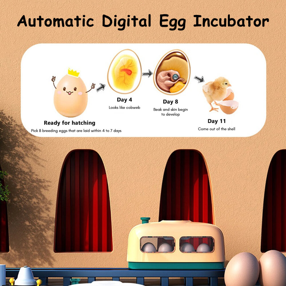 Мини цифровой инкубатор для яиц инкубатор для птицы автоматический температурный контроль светодиодная подсветка для яиц кур уток птиц
