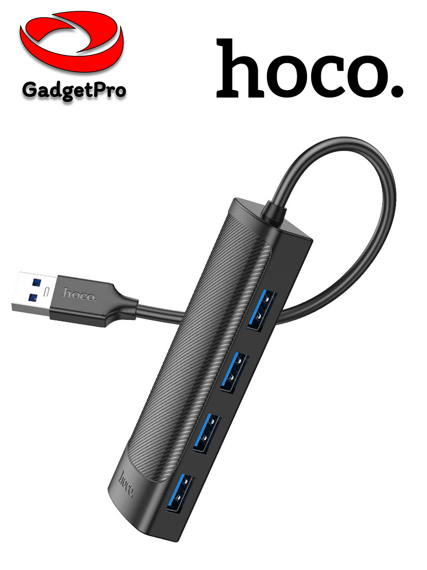 Быстрый USB-хаб HOCO HB41 4-в-1, USB-A на 4xUSB 3.0, скорость до 5 Гбит/с, ABS, кабель 1.2м — фото 1