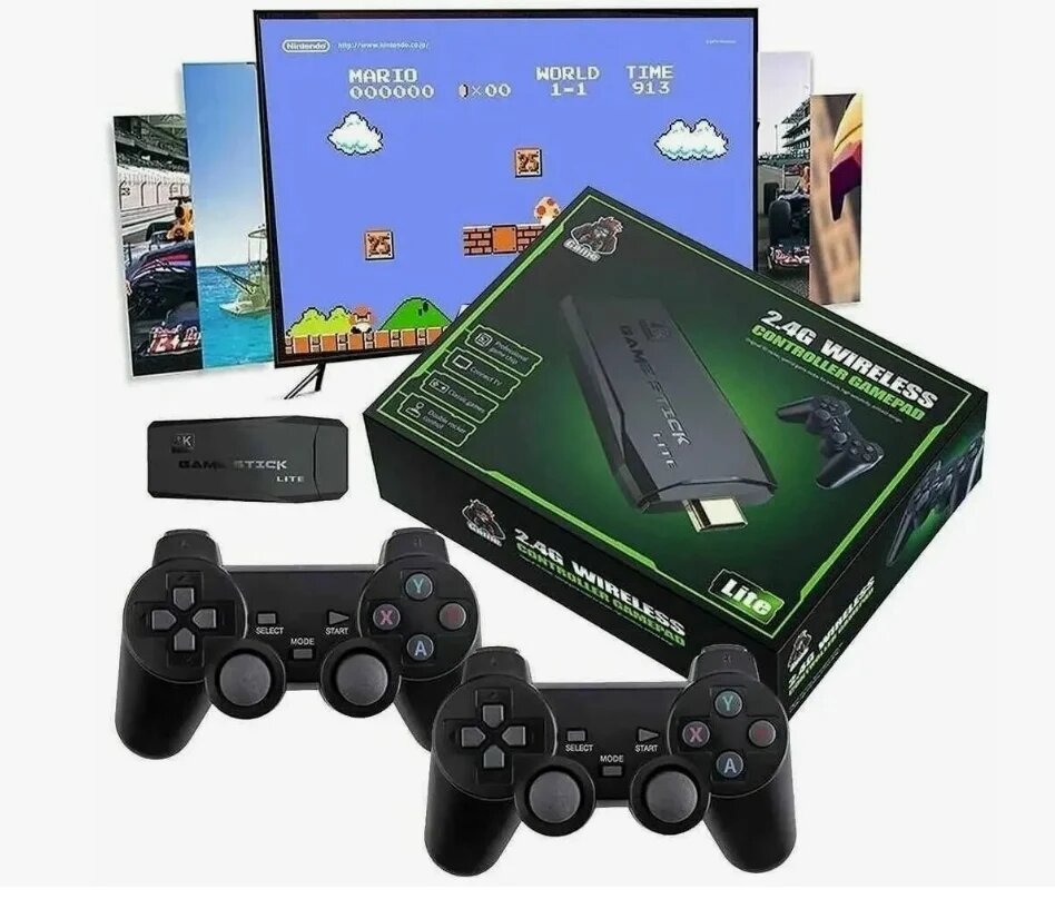 Игровая приставка Game Stick Lite, с беспроводными джойстиками, 10 тыс. игр, 64 Гб