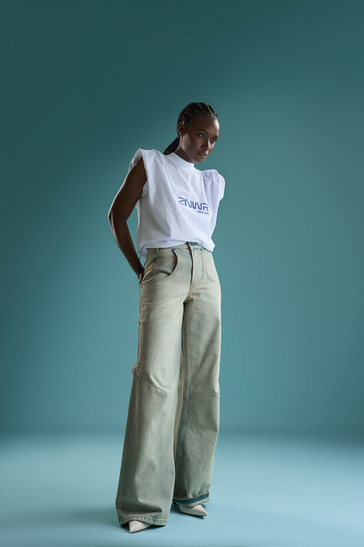 Джинсы ZNWR Papa jeans, размер M, зеленый