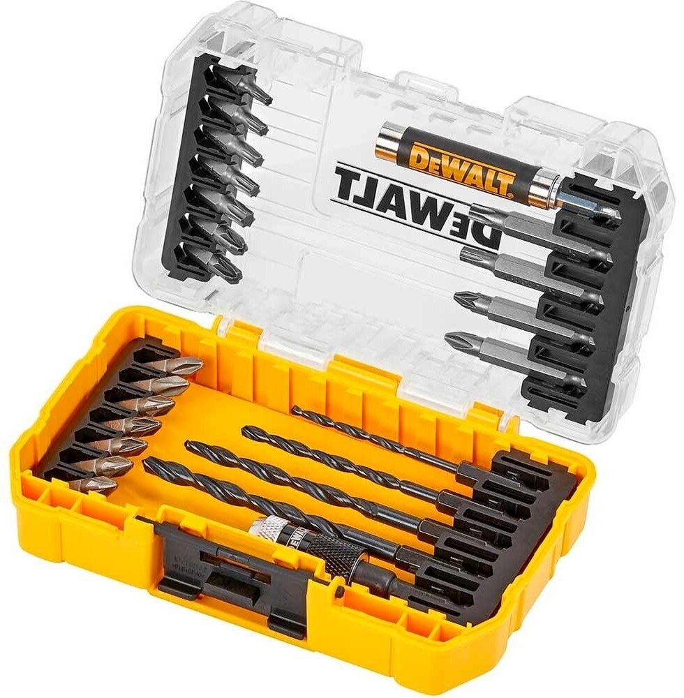 Набор сверл и бит DeWalt / ДеВолт FlexTorq в кейсе стальные в упаковке 25 предметов / инструменты