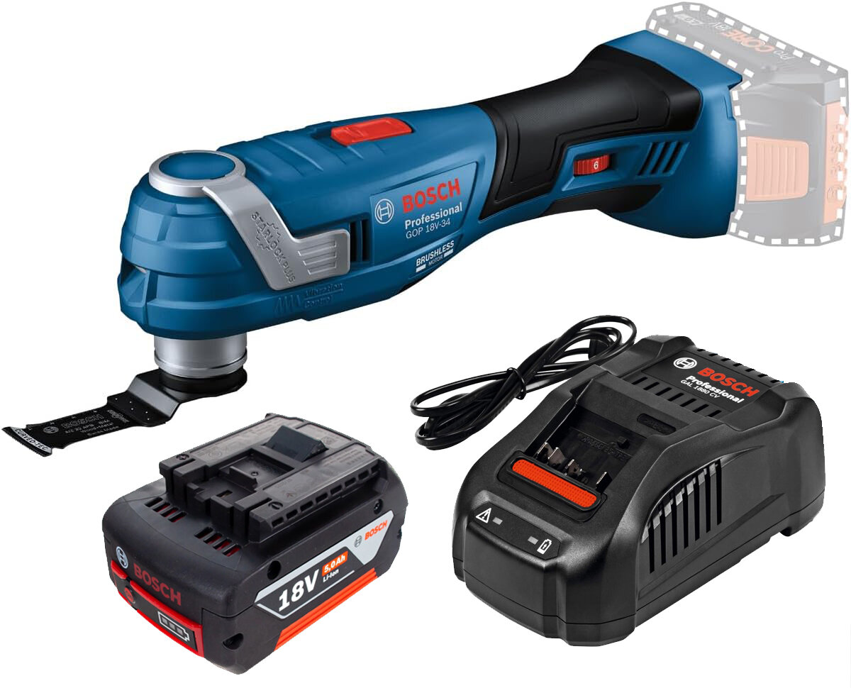 Реноватор Bosch GOP 18V-34 (0.601.8G2.001) картон коробка + акб GBA 18V 5Ah + зарядное устройство GAL 1880 CV