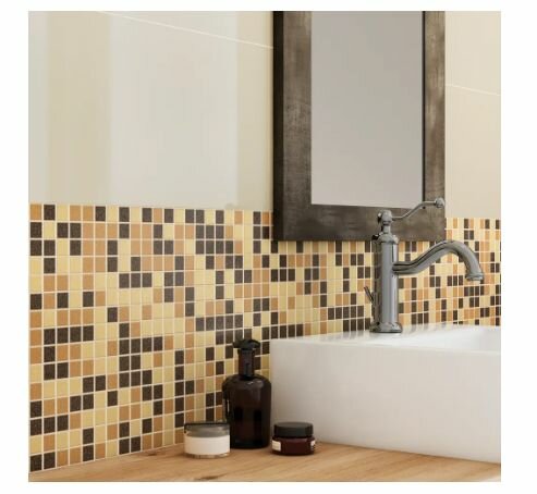 Мозаика стеклянная KREAFORTA бежево-коричневая 327x327x4 мм